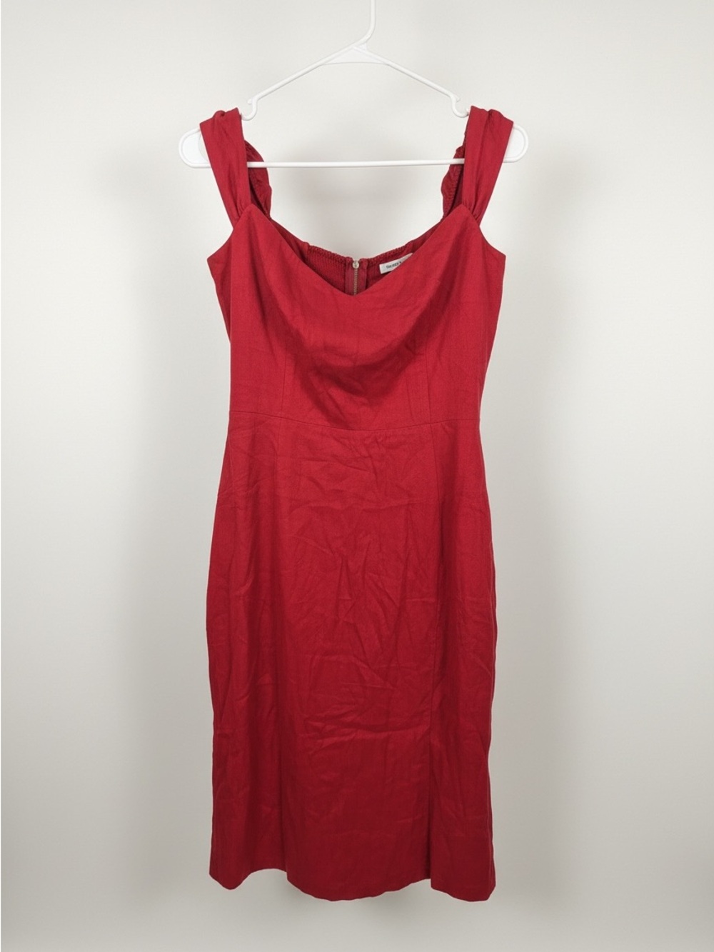 Reformation 100% Linen Cherry Red Midi Dress Size:10 - Picture 5 of 7